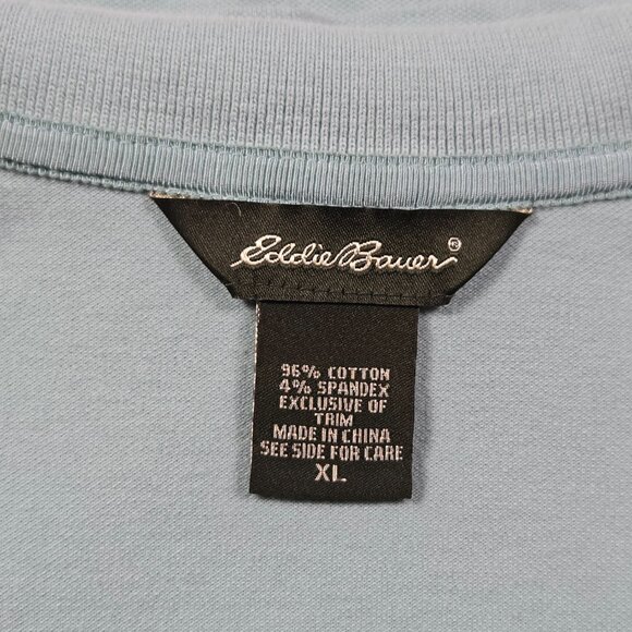 Eddie Bauer Blue Sleeveless Wrap Collar Top XL Cotton Spandex‎ Tank Blouse - Picture 5 of 13